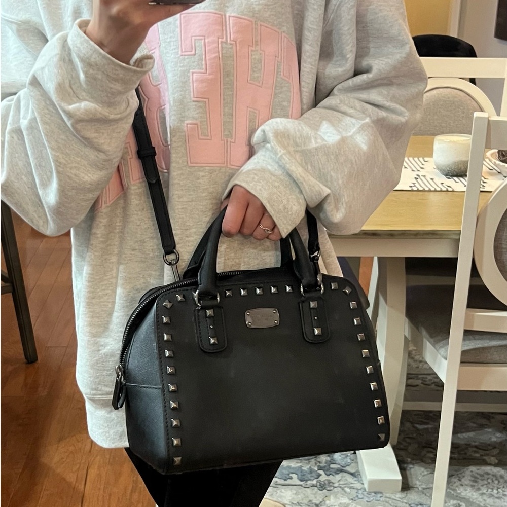 Michael Kors Black Studded Purse w/ Cross Body Strap